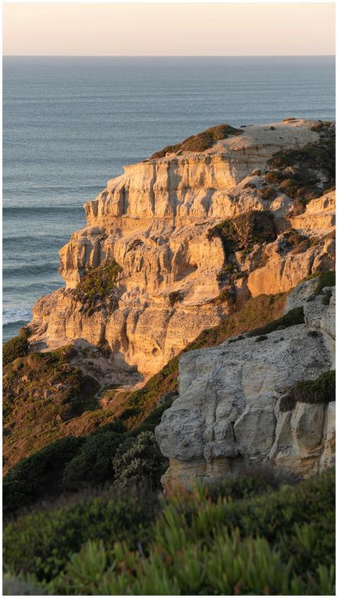 Golden hour view of regal cliffs and ocean in Naza