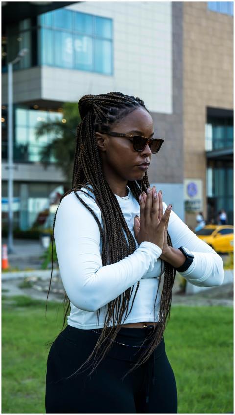Woman Practicing Yoga Outdoors