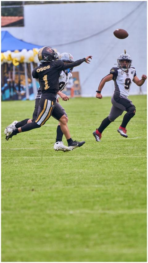 High-energy moment during a football match with th
