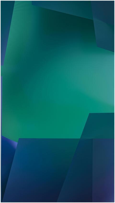 Vibrant geometric shapes in blue and green create