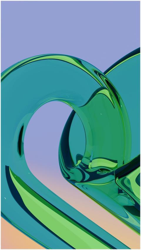 Dynamic digital artwork of green and blue abstract