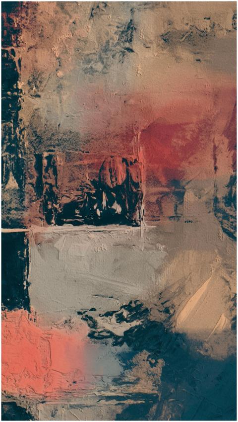 An abstract expressionist painting features rich t