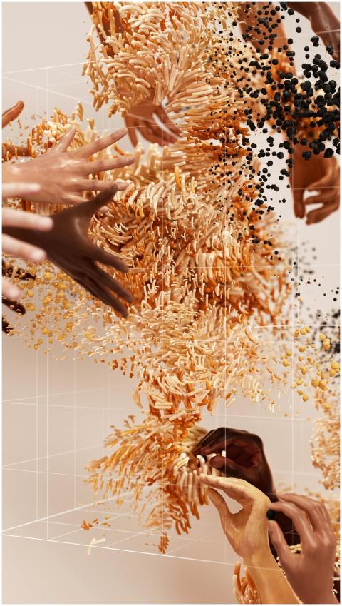 Abstract depiction of human-technology interaction