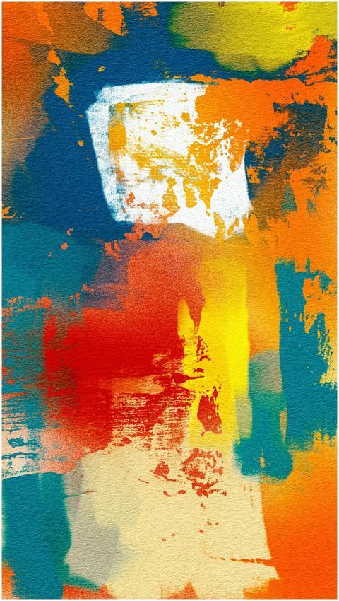 Dynamic abstract painting with vivid splashes of o