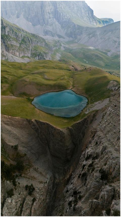 Breathtaking aerial view of Dragon Lake amid the r