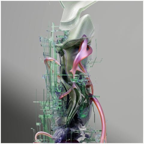 A futuristic digital abstract sculpture visualizin
