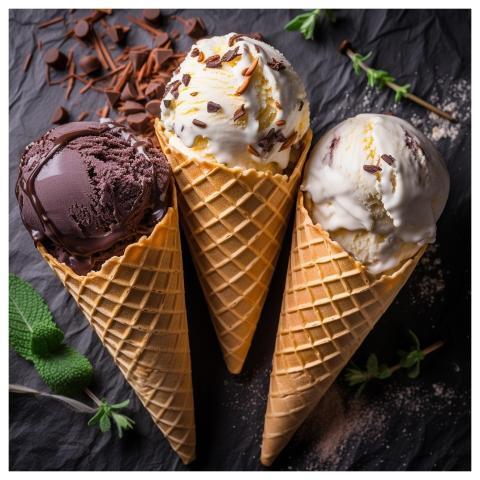 Chocolate Vanilla Ice Cream Cones