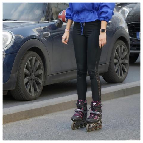 Girl Rollers Pavement Walking