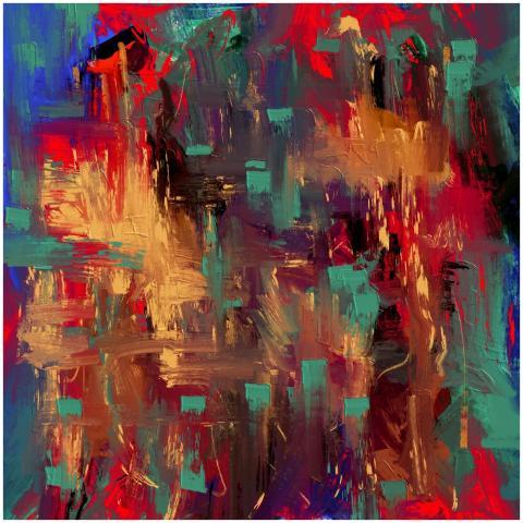 Vibrant abstract expressionism with bold colors an