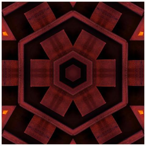 A vibrant geometric abstract art piece featuring a