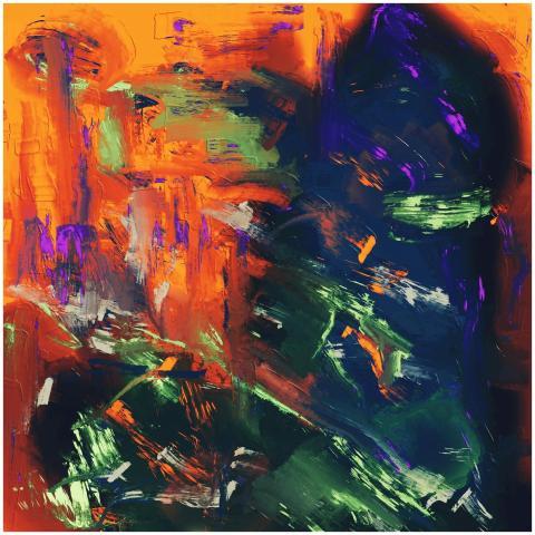 Bold abstract artwork with vivid colors and dynami