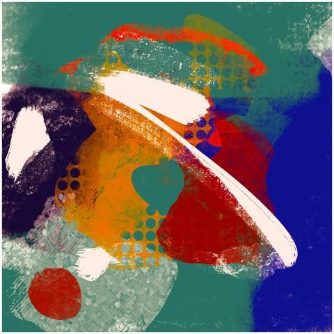 Colorful abstract artwork with geometric patterns