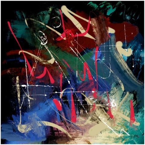 Dynamic abstract expressionist painting with vibra