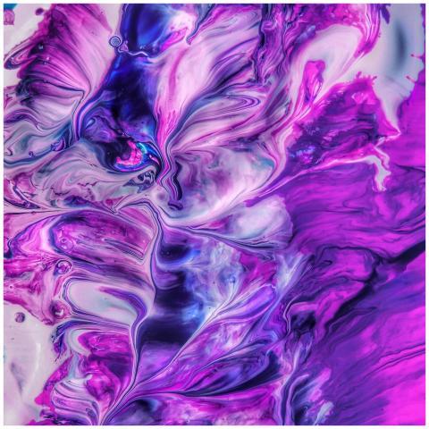 Vivid abstract artwork featuring bold purple and p