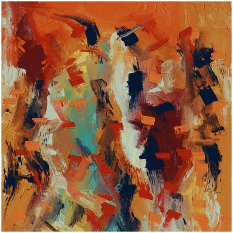 Vibrant abstract painting with dynamic brushstroke