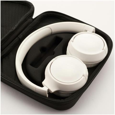 High-quality white wireless headphones resting in