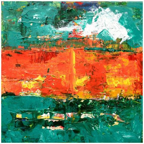 Bold and colorful abstract painting with dynamic b