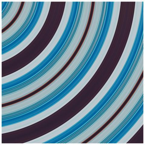 Vibrant circular pattern with blue and white strip