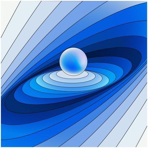 3D abstract rendering of a gradient blue design wi