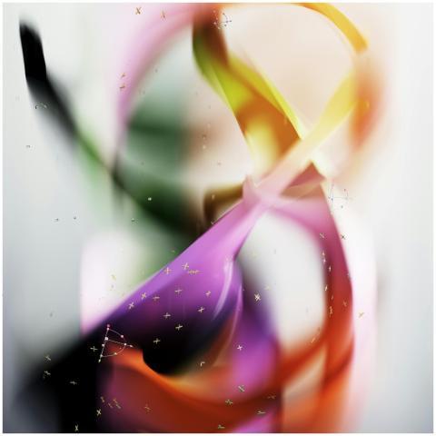 Dynamic abstract artwork with swirling colorful gr