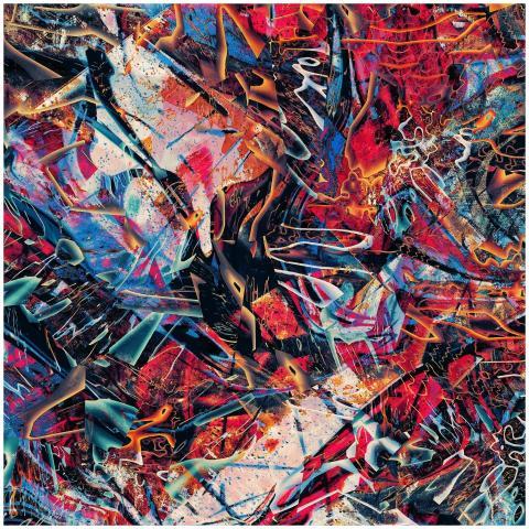 Dynamic abstract artwork featuring vivid colors, t