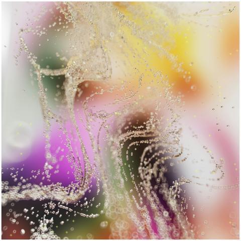 Vibrant abstract art featuring swirling bubbles in