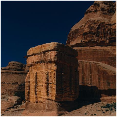 A captivating view of a carved sandstone structure