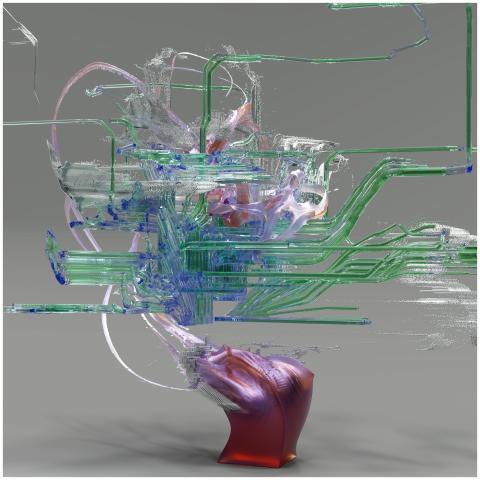 3D abstract digital sculpture showcasing complex n