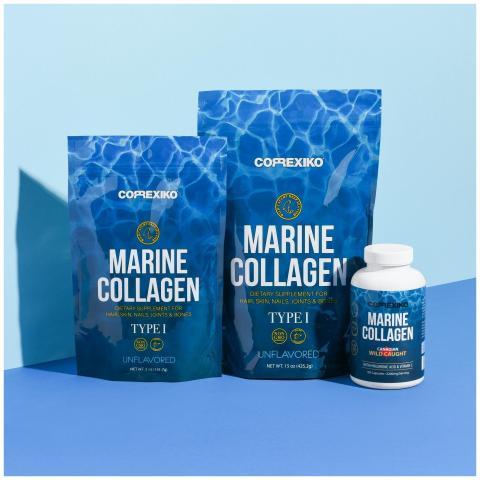 Supplement product shot showcasing marine collagen