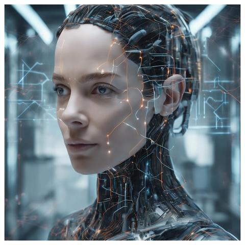 Ai Generated Cyborg Robot Woman