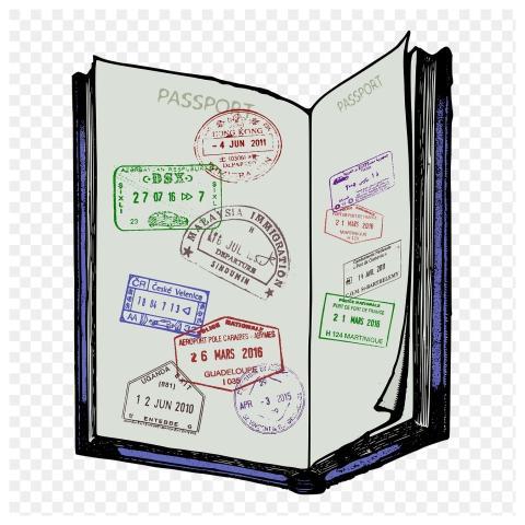 Passport stamps png sticker, travel
