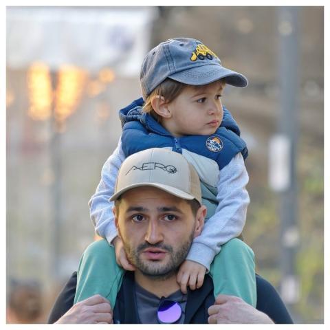 Man Father Carrying Child