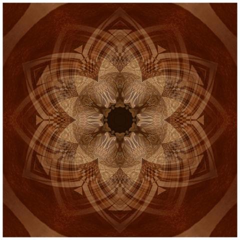 Detailed brown mandala with geometric patterns, id