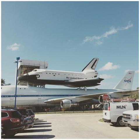 Space Shuttle mounted on a Boeing 747 at NASA John