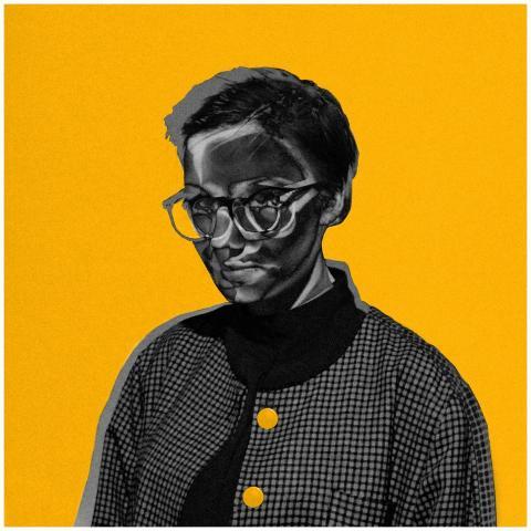 A creative pop art style portrait featuring a woma