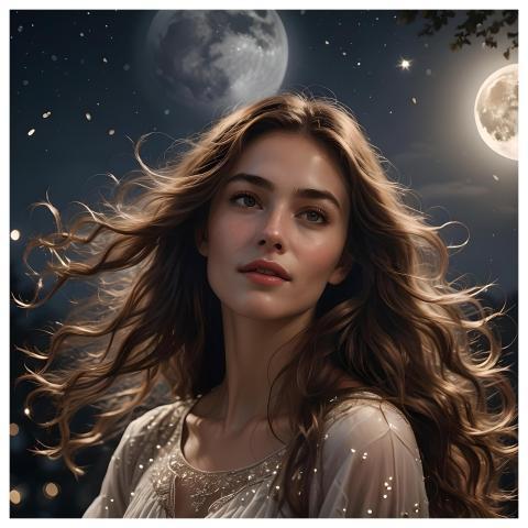 Woman Dreams Night Portrait