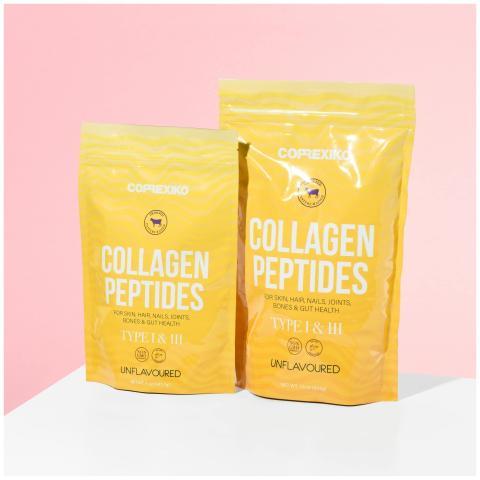 Bright product shot of collagen peptide supplement