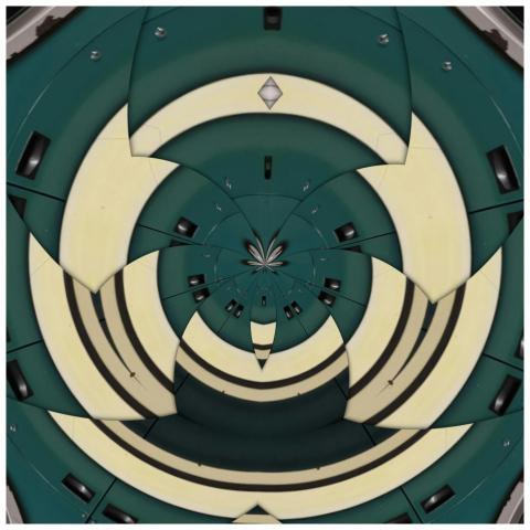 Circular abstract pattern with geometric shapes in