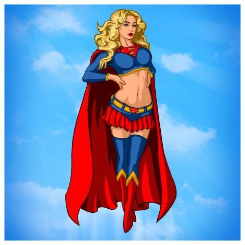 Young Woman Supergirl Cartoon Art