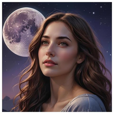 Woman Moon Portrait Waxing