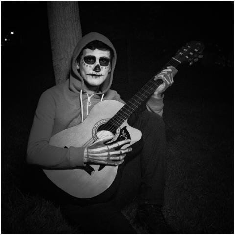 Halloween Guitarist Skeleton Makeup