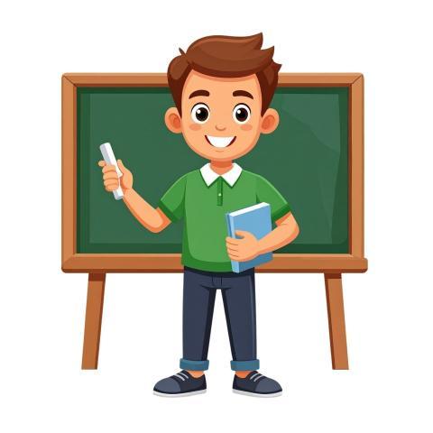 Schoolboy Cartoon Student Back To School Chalkboar