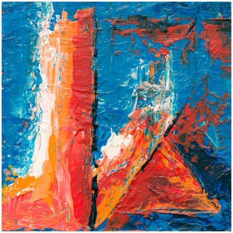 A colorful abstract expressionist painting with vi