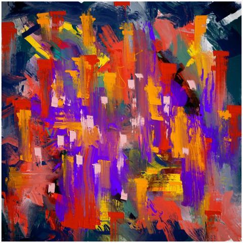 Dynamic and colorful abstract painting with vivid