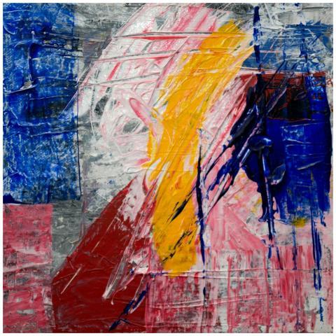 Dynamic abstract acrylic painting in vibrant color