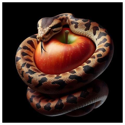 Snake Apple Fruit Animal
