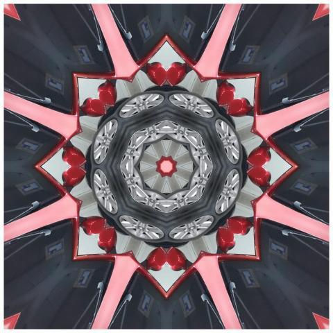 Intricate kaleidoscopic metal design with geometri