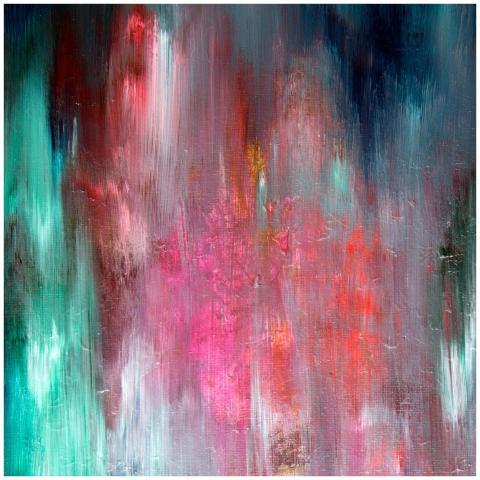 Colorful abstract painting with bold strokes and v