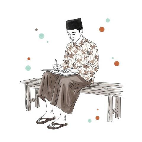 Watercolor Man Batik Calm