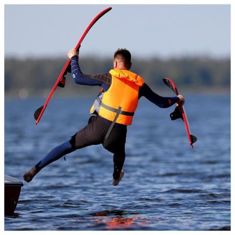 Man Skiing Lake Water